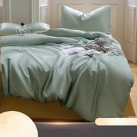 HKM-612499 Ice Silk Four-Piece Cooling Quilt Cover Set in Solid Color - Modern Simplicity Design