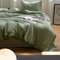 HKM-612499 Ice Silk Four-Piece Cooling Quilt Cover Set in Solid Color - Modern Simplicity Design
