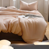 HKM-612499 Ice Silk Four-Piece Cooling Quilt Cover Set in Solid Color - Modern Simplicity Design
