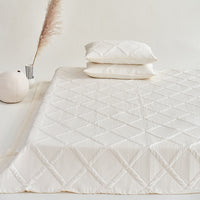 HKM-612499 Summer Cool Feeling Thin Quilt Set with 2 Pillowcases - 100% Tencel Cotton, Solid Color Design