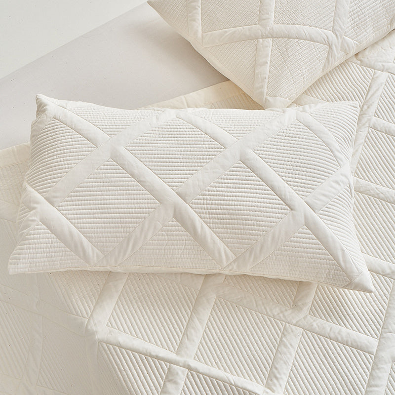 HKM-612499 Summer Cool Feeling Thin Quilt Set with 2 Pillowcases - 100% Tencel Cotton, Solid Color Design