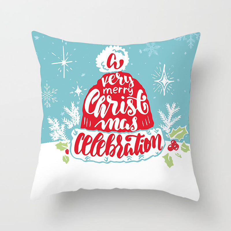 HKM-612563 Christmas-Themed Single-Sided Peach Skin Velvet Pillowcase, 44cm x 44cm