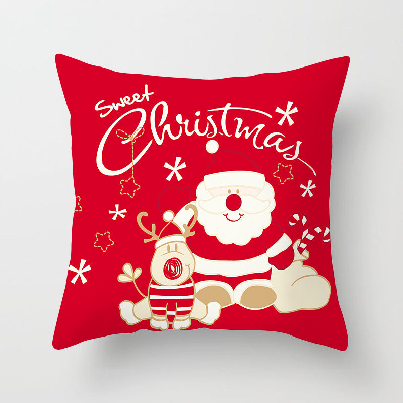 HKM-612563 Christmas-Themed Single-Sided Peach Skin Velvet Pillowcase, 44cm x 44cm