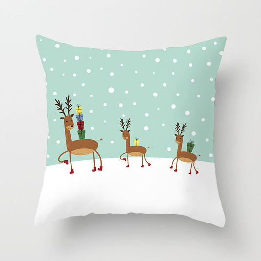 HKM-612563 Christmas-Themed Single-Sided Peach Skin Velvet Pillowcase, 44cm x 44cm