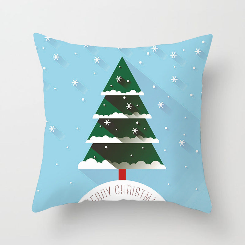 HKM-612563 Christmas-Themed Single-Sided Peach Skin Velvet Pillowcase, 44cm x 44cm