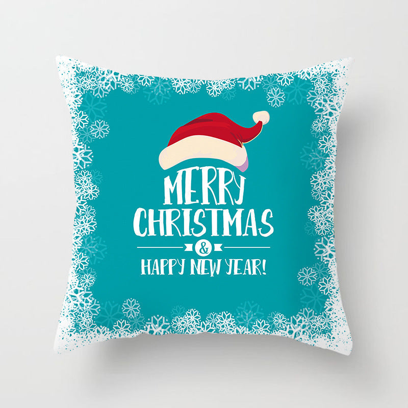 HKM-612563 Christmas-Themed Single-Sided Peach Skin Velvet Pillowcase, 44cm x 44cm
