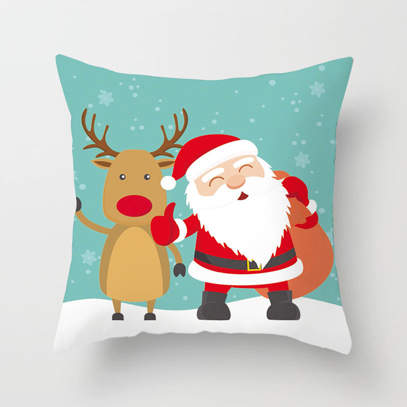 HKM-612563 Christmas-Themed Single-Sided Peach Skin Velvet Pillowcase, 44cm x 44cm