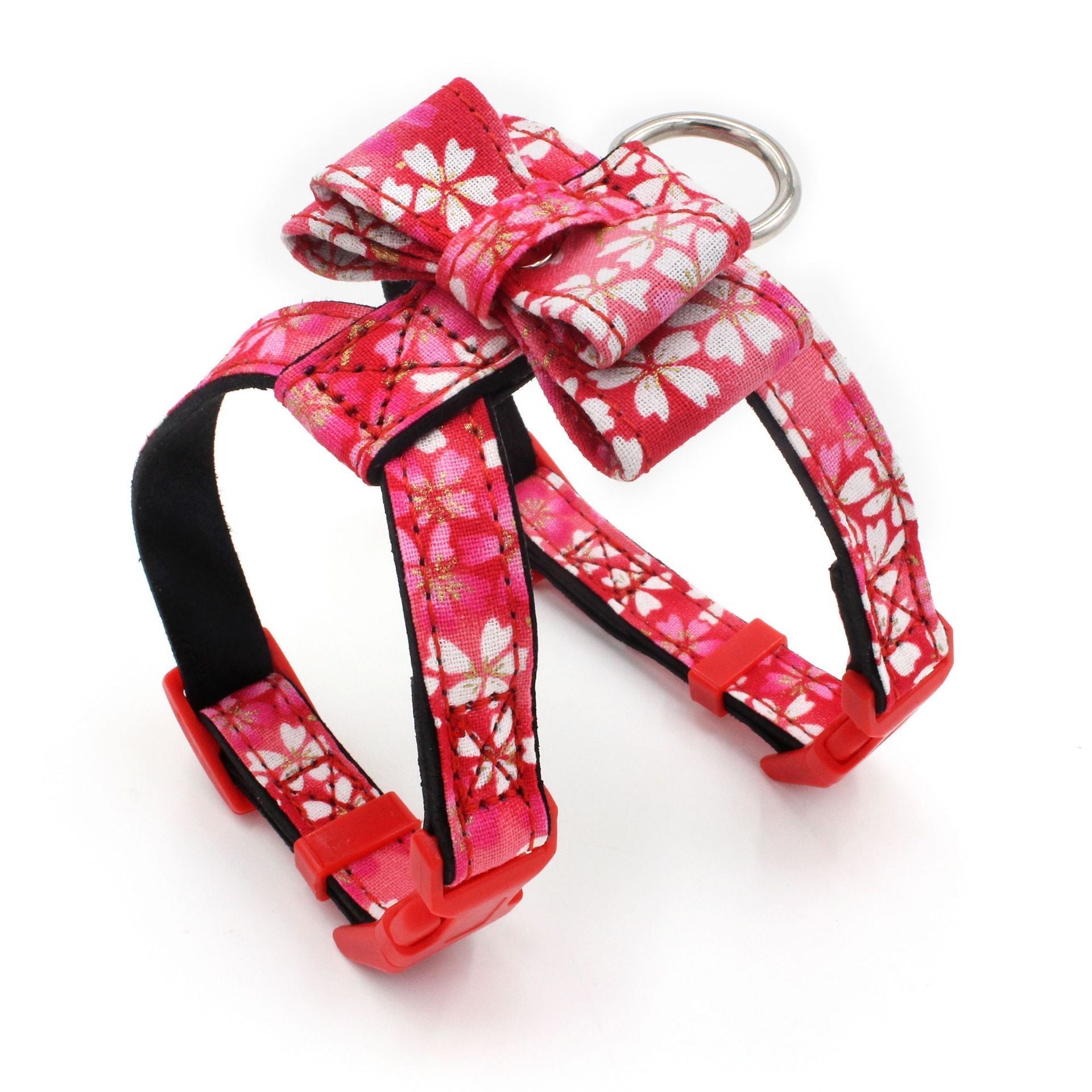 HKM-612691 Pet Harness for Small Dogs - Adjustable Microfiber Chest Strap in Black, Red, and Pink