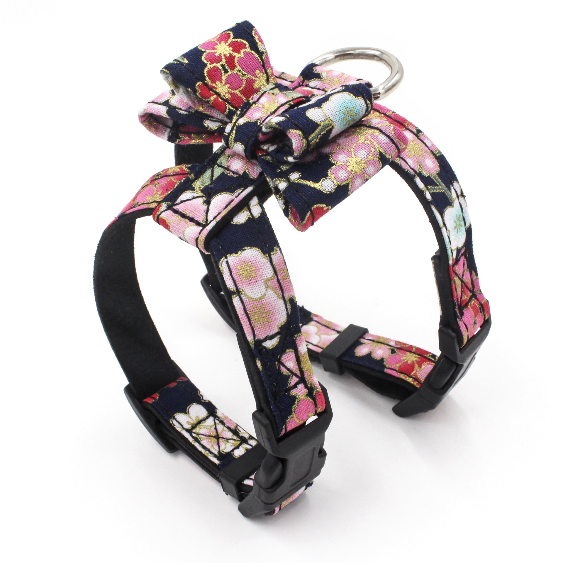 HKM-612691 Pet Harness for Small Dogs - Adjustable Microfiber Chest Strap in Black, Red, and Pink