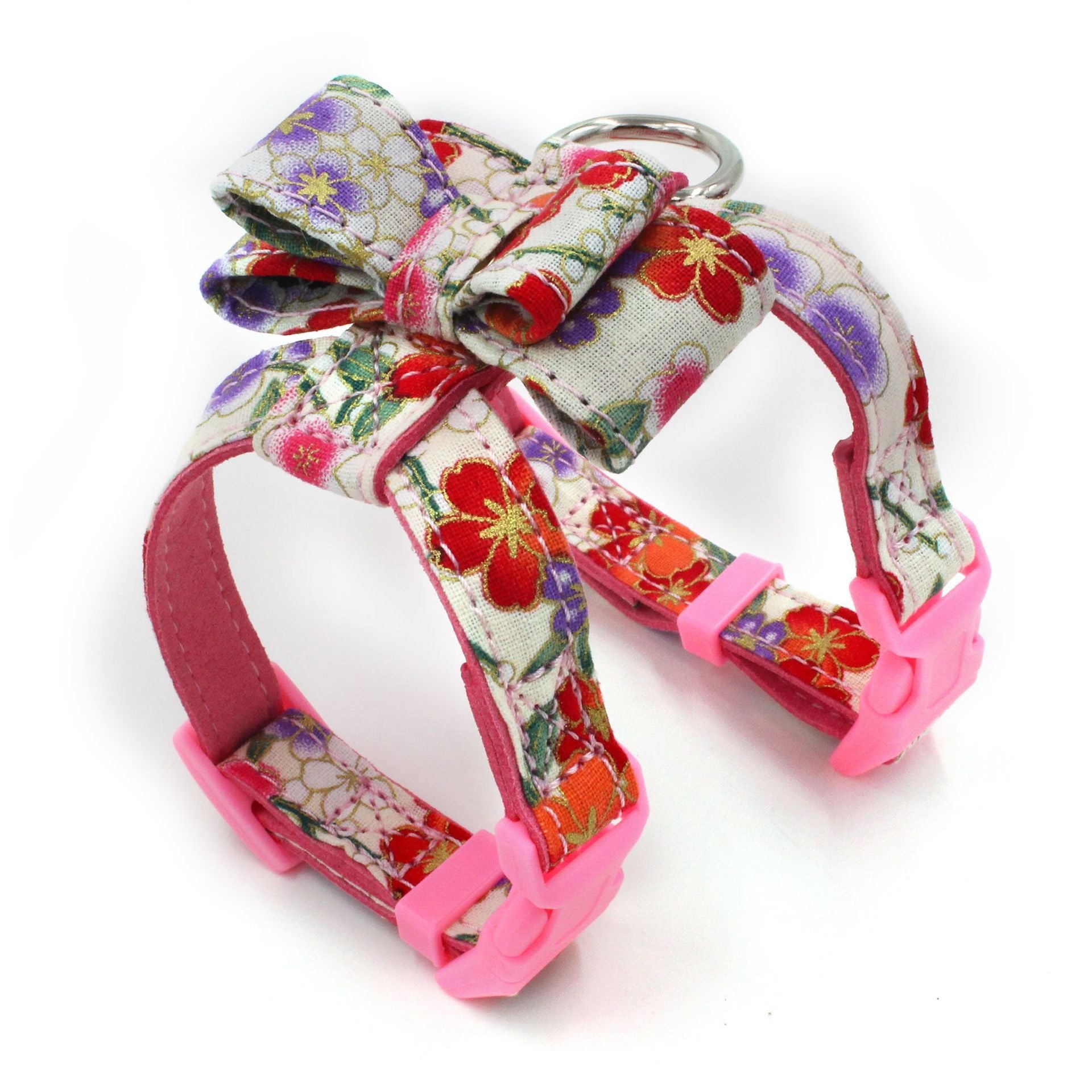 HKM-612691 Pet Harness for Small Dogs - Adjustable Microfiber Chest Strap in Black, Red, and Pink