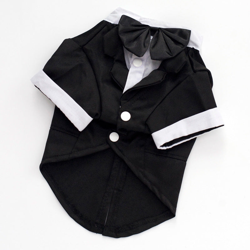HKM-612947 Wedding Suit Dog Clothes - Cotton Two-Legged Outfit for Male Pets, Available in Multiple Sizes