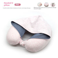 HKM-613011 Memory Foam U-Shape Travel Pillow for Kids and Adults - Soft Wool Light Blue or Pink
