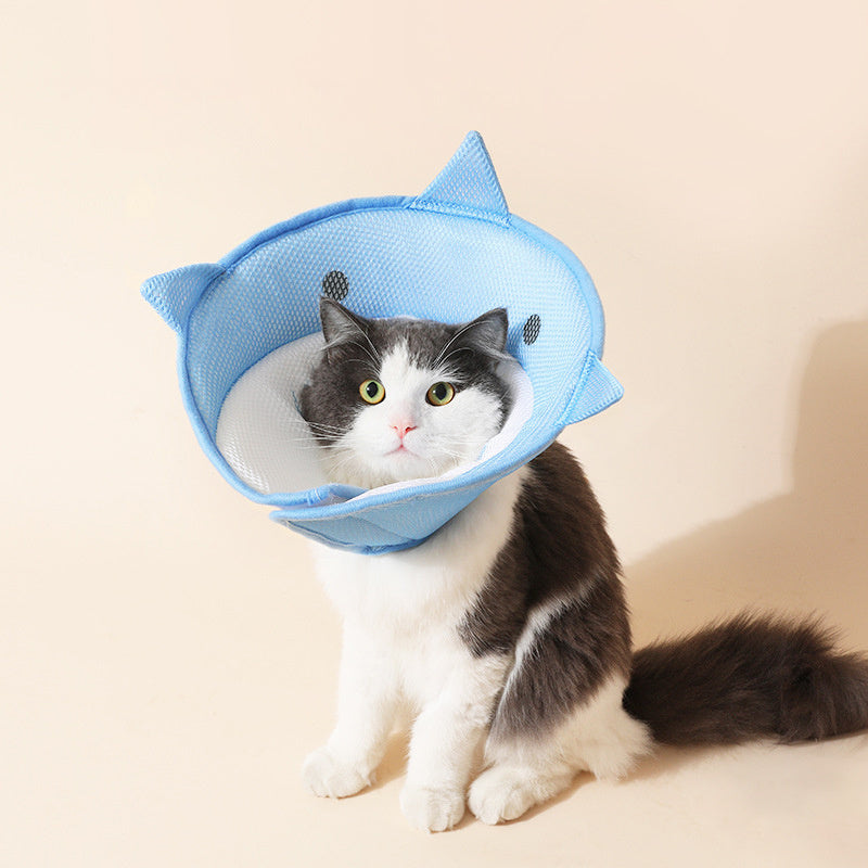 HKM-613011 Soft Recovery Collar for Cats and Puppies - Shark Shape Protective Wound Healing Cone, Comfortable Nonwoven Fabric