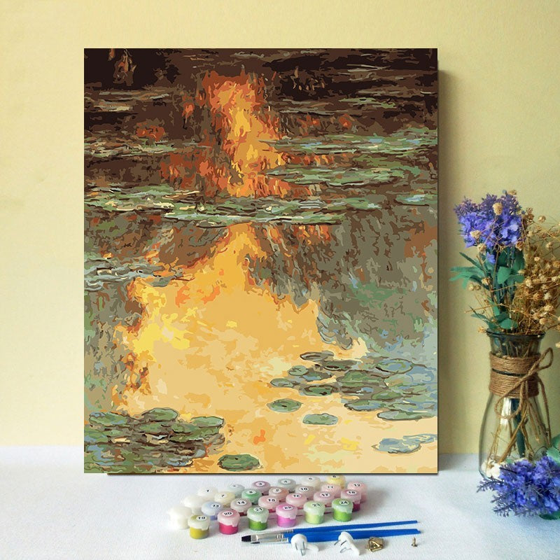 HKM-613331 DIY Digital Oil Painting Kit for Hand-Painted Living Room and Bedroom Décor - Landscape Theme on Linen