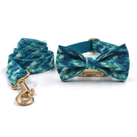 HKM-613331 Pet Bow Collar and Leash Set - Stylish Cloth Design for Dogs, Ideal for Weddings and Parties