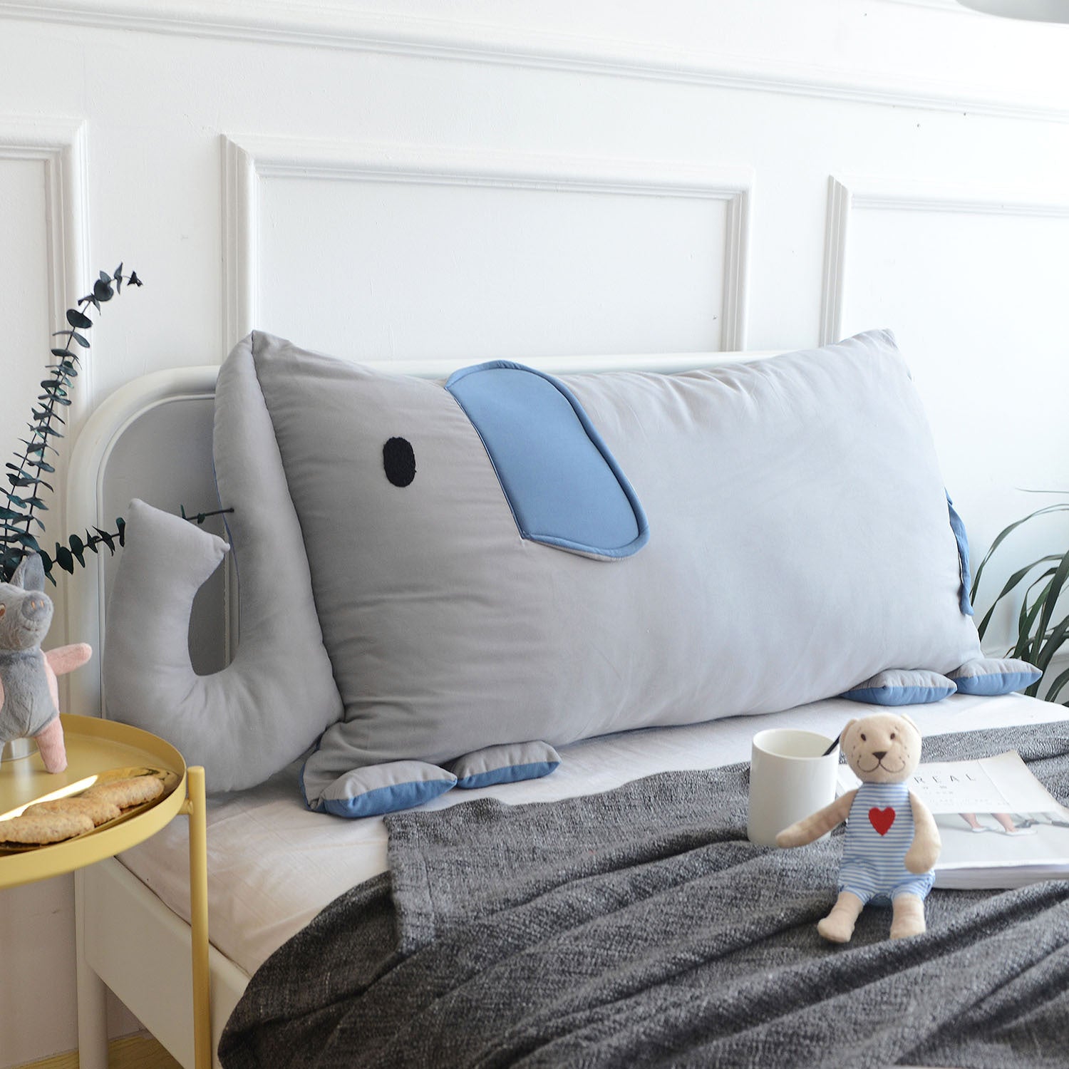 HKM-613395 Nordic Style Cartoon Square Back Bedside Cushion in Various Animal Designs - Cotton Fill, 110x60CM & 150x60CM