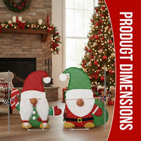 HKM-613459 Lighted Gnome and Candy Cane Christmas Decorations - 2D Holiday Decor with 80 Warm White LED Lights for Indoor and Outdoor Use