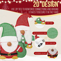 HKM-613459 Lighted Gnome and Candy Cane Christmas Decorations - 2D Holiday Decor with 80 Warm White LED Lights for Indoor and Outdoor Use