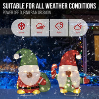 HKM-613459 Lighted Gnome and Candy Cane Christmas Decorations - 2D Holiday Decor with 80 Warm White LED Lights for Indoor and Outdoor Use