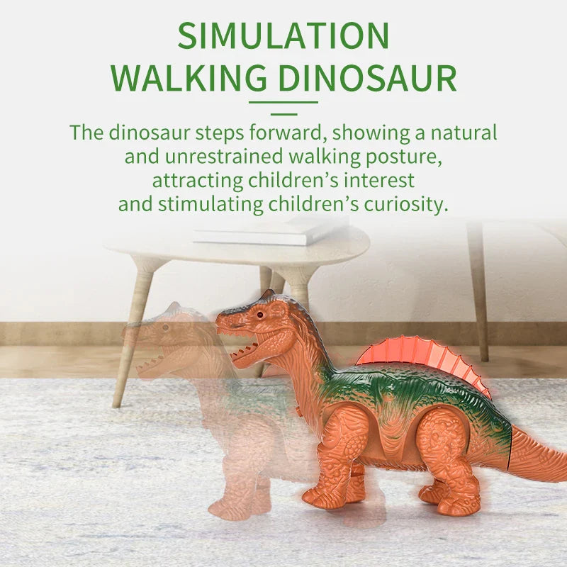 HKM-613587 Electric Walking Dinosaur Toy with Light and Music for Kids Ages 2-4 - 23cm Model