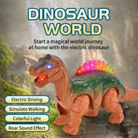 HKM-613587 Electric Walking Dinosaur Toy with Light and Music for Kids Ages 2-4 - 23cm Model