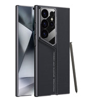 HKM-613587 Titanium Black Hard Phone Case for Samsung S24 Ultra and S23 Ultra - Drop-Resistant Protection