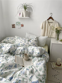 HKM-613651 Korean Style Retro Floral Cotton Bedding Set - 4 Pieces, Pastoral Design