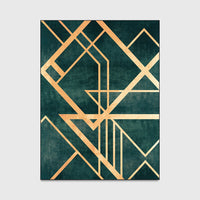 HKM-613715 Dark Green Retro Persian Pattern Doormat for Bedroom, Living Room, Kitchen – Machine Washable Polyester Fiber Carpet in Multiple Sizes