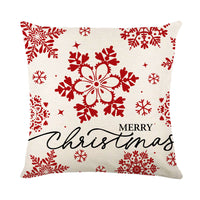 HKM-613779 Festive Linen Christmas Pillow Cover with Letters and Snowflakes, 45x45cm