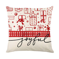 HKM-613779 Festive Linen Christmas Pillow Cover with Letters and Snowflakes, 45x45cm