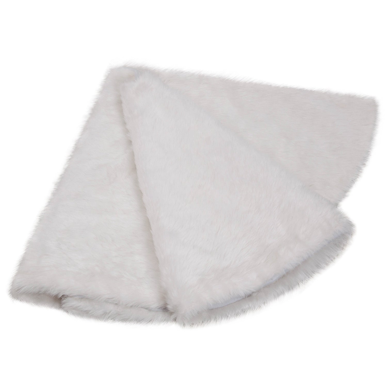 HKM-613779 Pure White Flannel Christmas Tree Skirt – 48-Inch Decorative Wool Accent