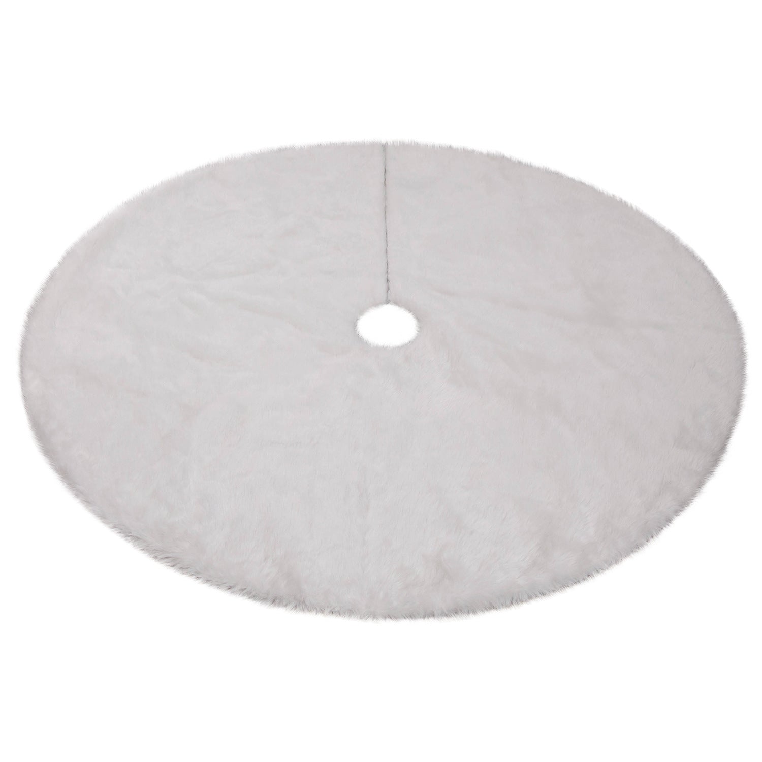 HKM-613779 Pure White Flannel Christmas Tree Skirt – 48-Inch Decorative Wool Accent