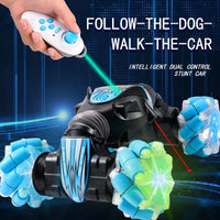 HKM-613907 Smart Follow Twisting RC Car with Flash Light Remote Control for Kids - Electric Stunt Drift Toy