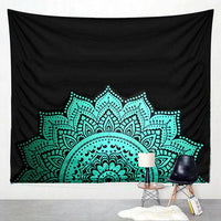 HKM-614035 Black and White Geometric Printed Tapestry - Versatile Wall Hanging, Beach Towel, and Blanket (150x150cm & 200x150cm)