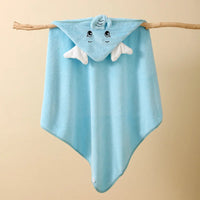 HKM-614163 Super Soft Cartoon Animal Print Hooded Bathrobe Blanket for Newborns - Quick Dry Coral Fleece, 105x105cm
