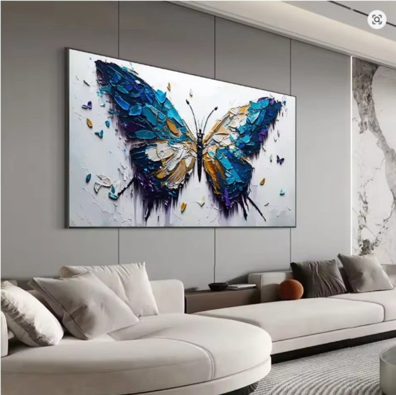 KTX-614419 Handmade Abstract Oil Painting of Butterfly on Canvas for Home Wall Art Decoration