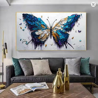 HKM-614419 Handmade Abstract Oil Painting of Butterfly on Canvas for Home Wall Art Decoration