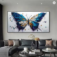 HKM-614419 Handmade Abstract Oil Painting of Butterfly on Canvas for Home Wall Art Decoration