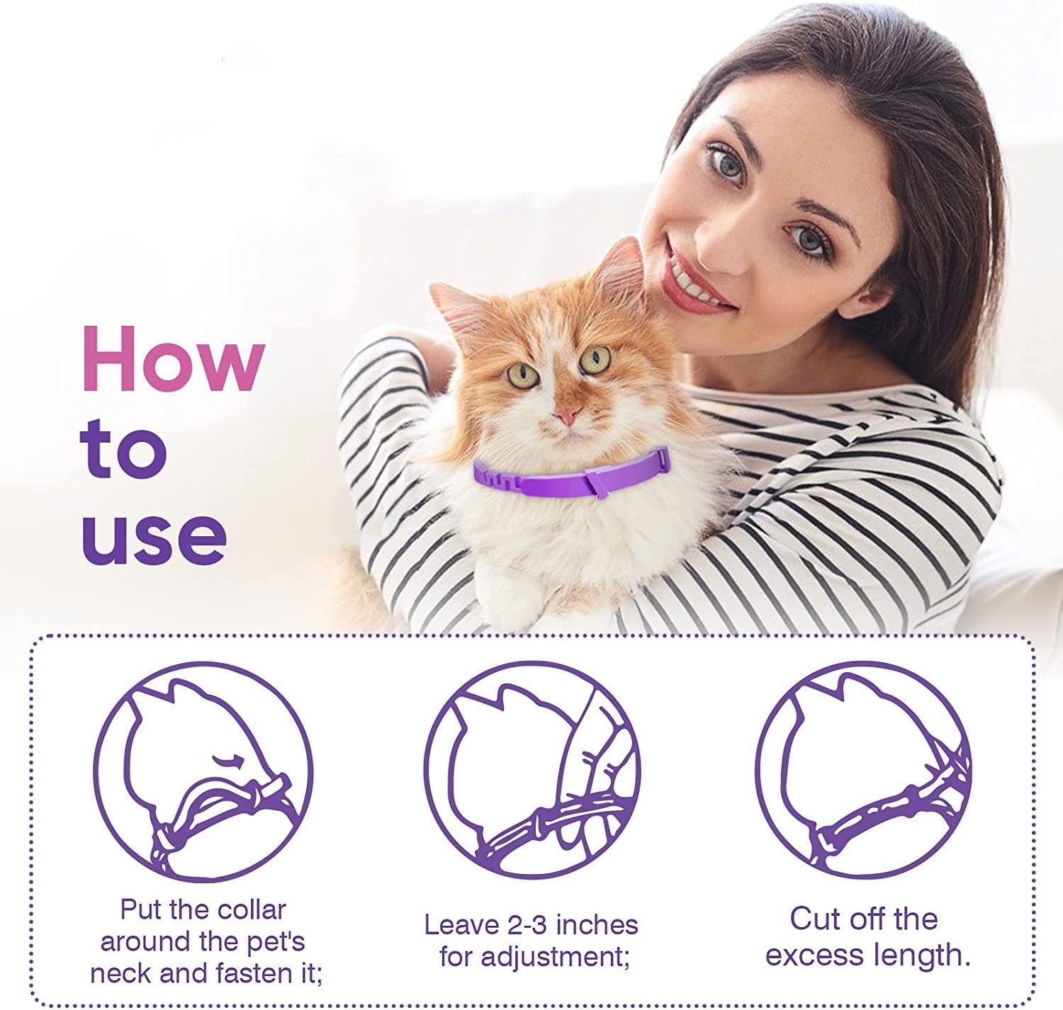 HKM-614483 Calming Collar for Cats and Dogs - Set of 3 or 4, Plain Design, Plastic Material