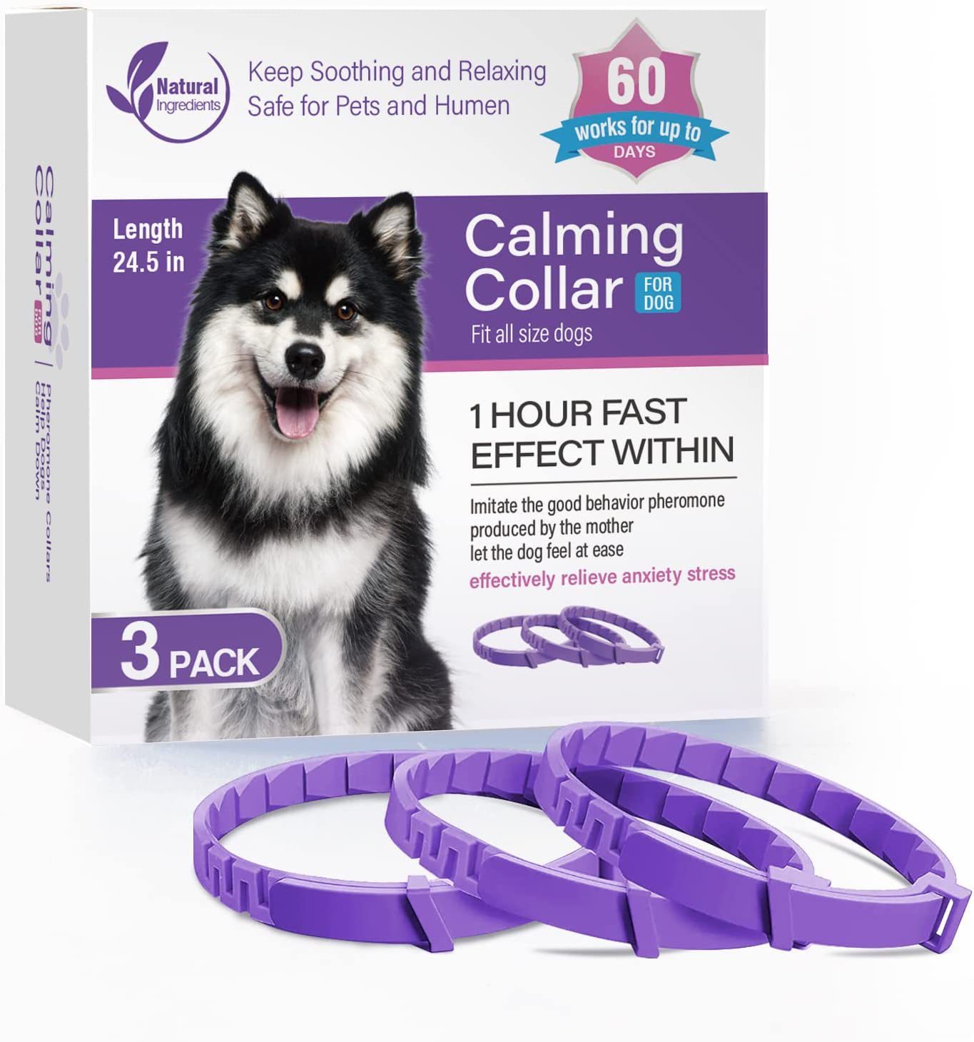 HKM-614483 Calming Collar for Cats and Dogs - Set of 3 or 4, Plain Design, Plastic Material