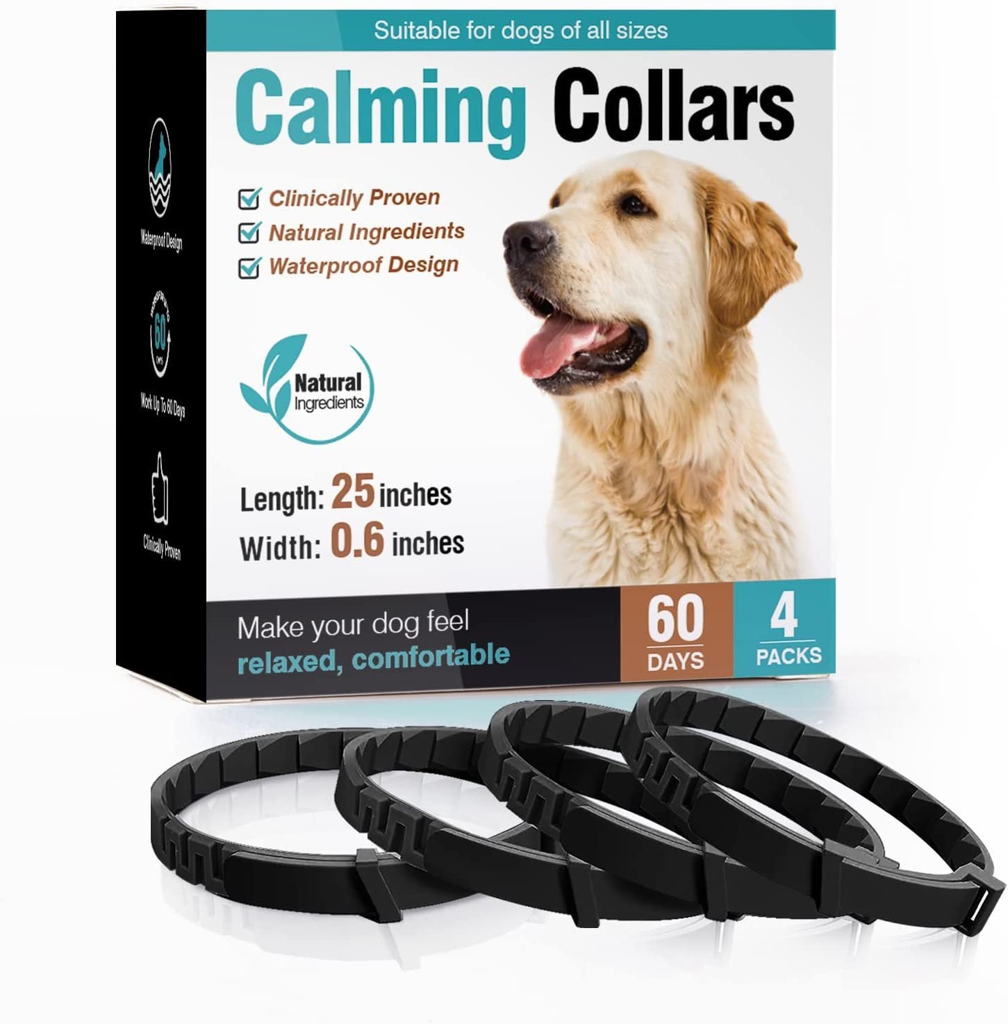 HKM-614483 Calming Collar for Cats and Dogs - Set of 3 or 4, Plain Design, Plastic Material