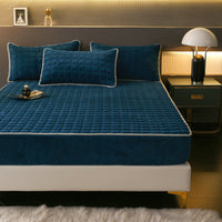 HKM-614483 Fleece-Lined Quilted Milk Fiber Fitted Sheet for Single Beds - Various Sizes Available
