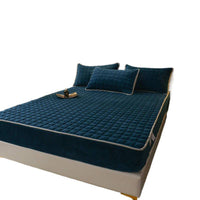 HKM-614483 Fleece-Lined Quilted Milk Fiber Fitted Sheet for Single Beds - Various Sizes Available