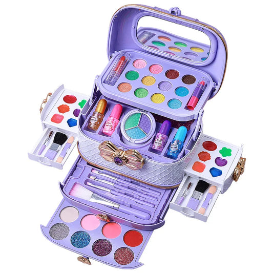 Kids Pretend Makeup Kit with Handheld Makeup Box – DIY Cosmetics Set for Role Play and Imaginative Fun