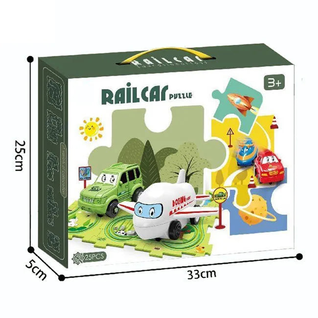 HKM-614739 Creative Preschool Jigsaw Rail Car Set for DIY Railway Track Assembly - Educational Slot Toy for Ages 2-13