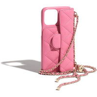 HKM-614739 Stylish Leather Clamshell Phone Case with Diagonal Lanyard for iPhone Models
