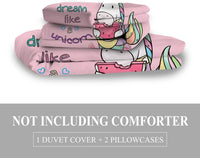 HKM-614803 Watermelon Print Microfiber Duvet Cover Set with Pillow Shams, Queen Size, Machine Washable