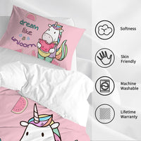 HKM-614803 Watermelon Print Microfiber Duvet Cover Set with Pillow Shams, Queen Size, Machine Washable
