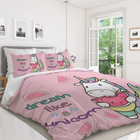HKM-614803 Watermelon Print Microfiber Duvet Cover Set with Pillow Shams, Queen Size, Machine Washable