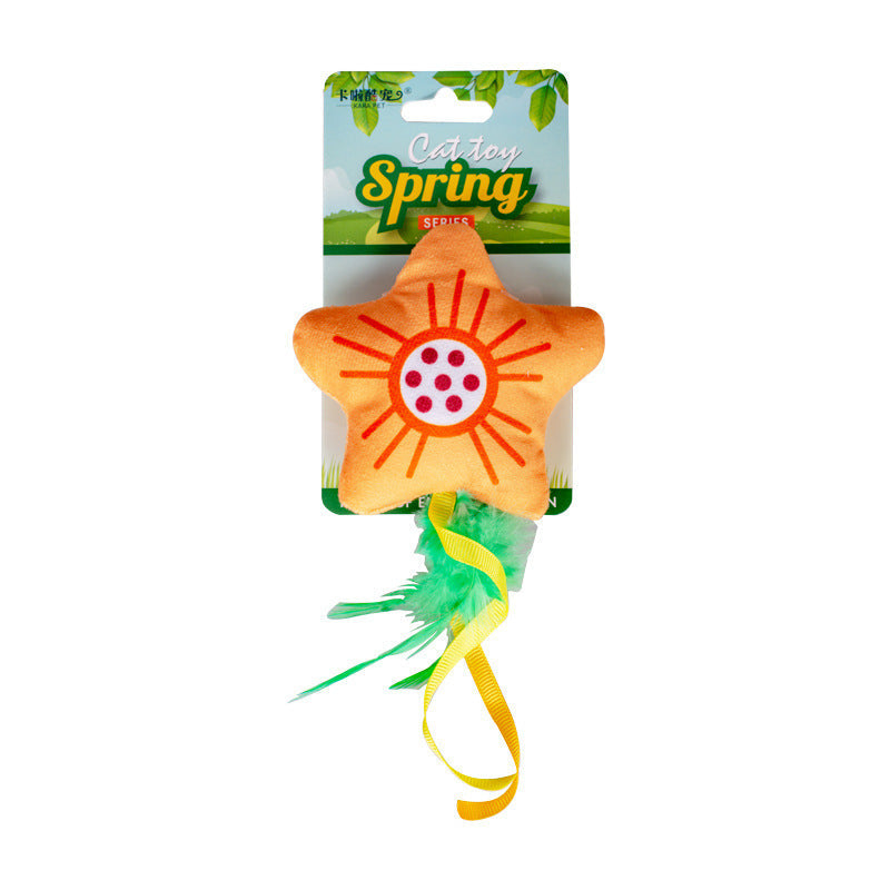 HKM-614931 Plush Cat Molar Gnawing Toy - Assorted Insects, Mushrooms, Sunflowers, and More